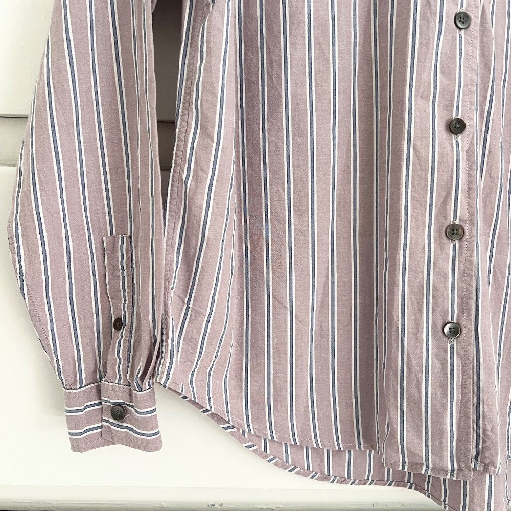 CLOSED Oversized Cotton Stripe Button Down Shirt Mauve XS - Picture 4 of 6